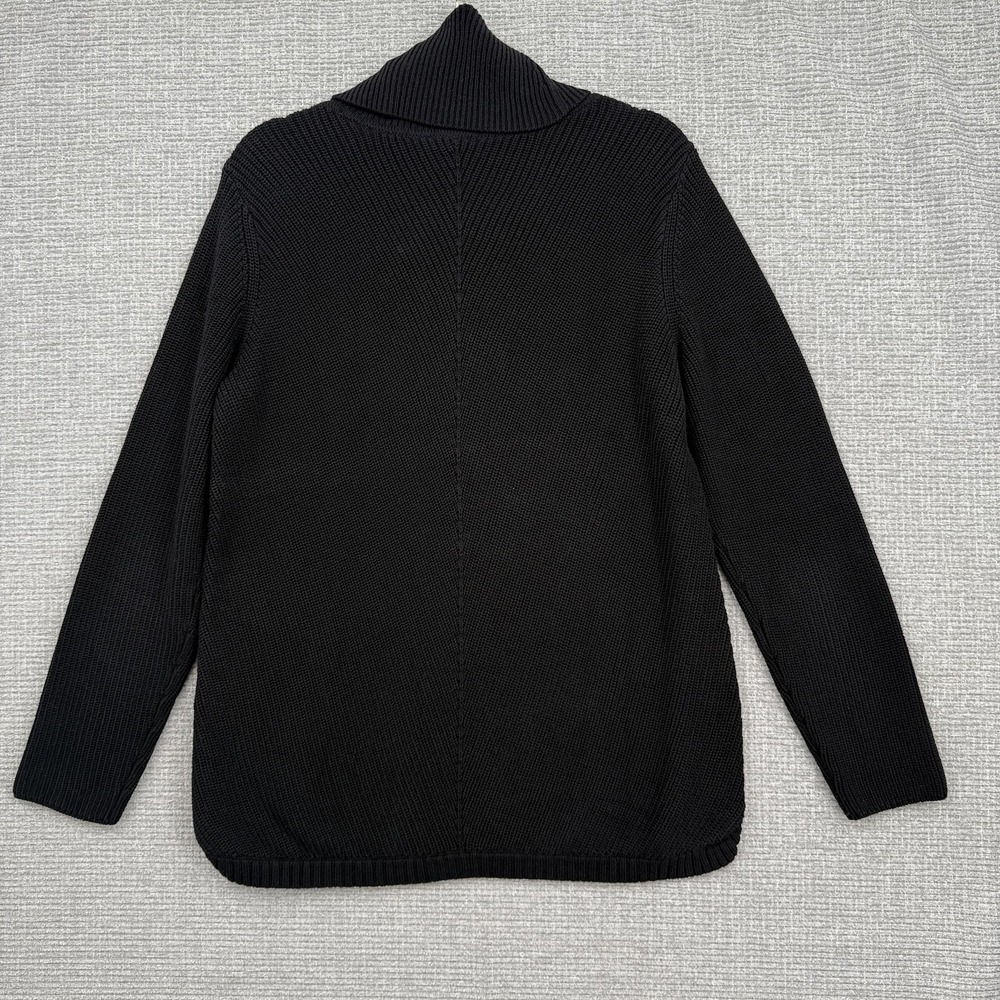 Talbots Sweater Womens Large Petite Black Cowl Neck Ribbed Long Sleeve Pullover - Picture 7 of 8